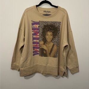 Whitney Houston Graphic Sweatshirt | XL | Leopard Print | Oversized Crewneck